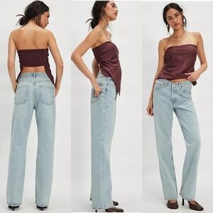 NWT Agolde Kelly Jean V-Waist Relaxed Straight Leg Jeans 28 Replica Light Blue